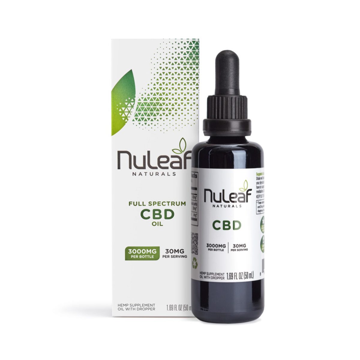 NuLeaf Naturals, Hemp CBD Oil, Full Spectrum, 50mL, 3000mg CBD